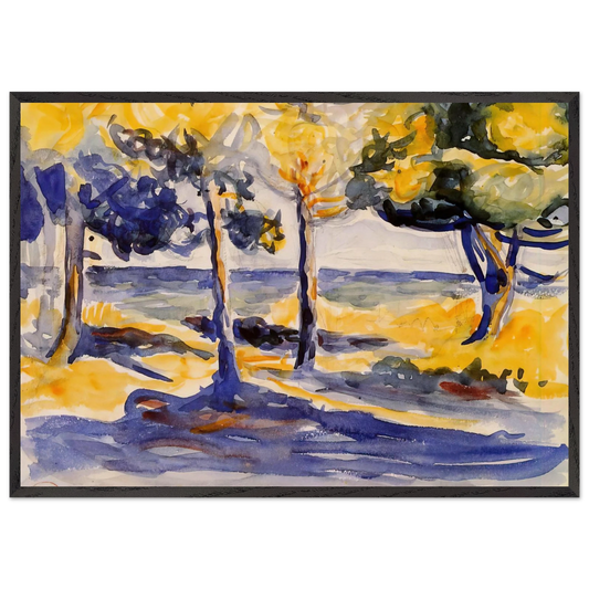 Trees by the Sea - Henri-Edmond Cross 70x100 cm / 28x40 inches Framed Art Print – Black Wooden Frame