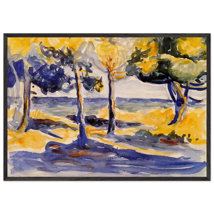 Trees by the Sea - Henri-Edmond Cross 70x100 cm / 28x40 inches Framed Art Print – Black Wooden Frame