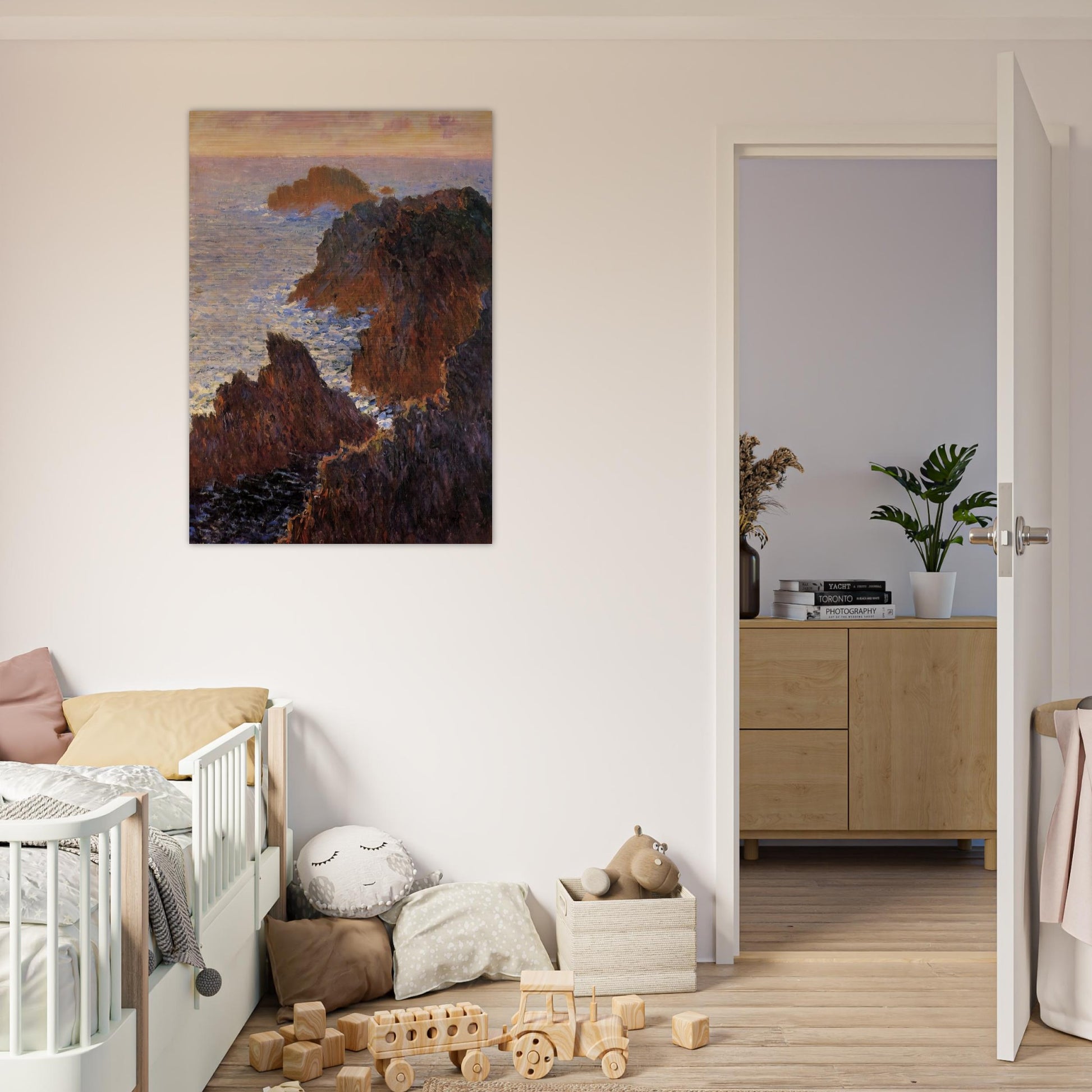 Rocks at Belle-Ile, Port-Domois - claude monet Brushed Aluminum Print - 70x100 cm / 28x40 inches | claude monet Aluminum Print | claude monet Prints