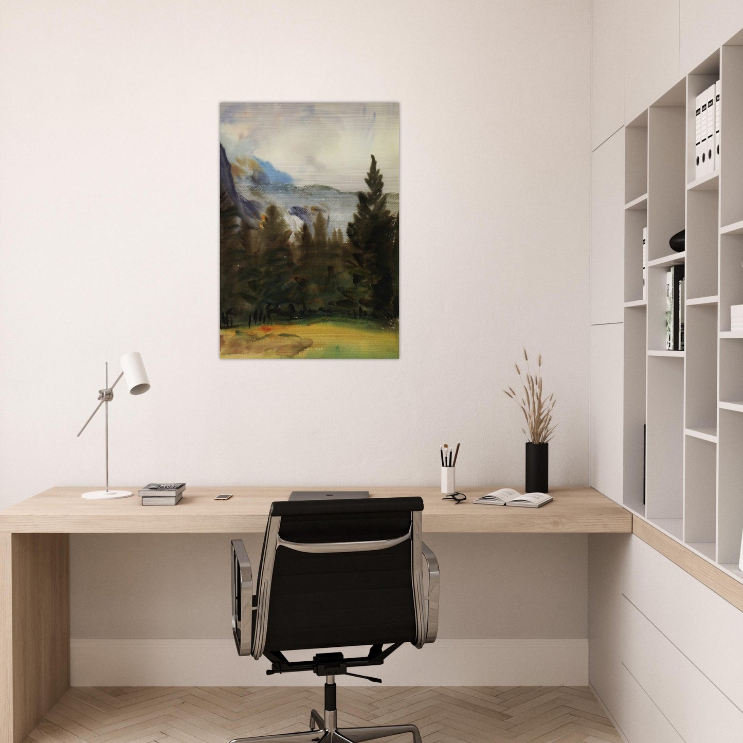 Purtud Fir Trees and Snow Mountains - John Singer Sargent Brushed Aluminum Print - 70x100 cm / 28x40 inches | John Singer Sargent Aluminum Print | John Singer Sargent Prints