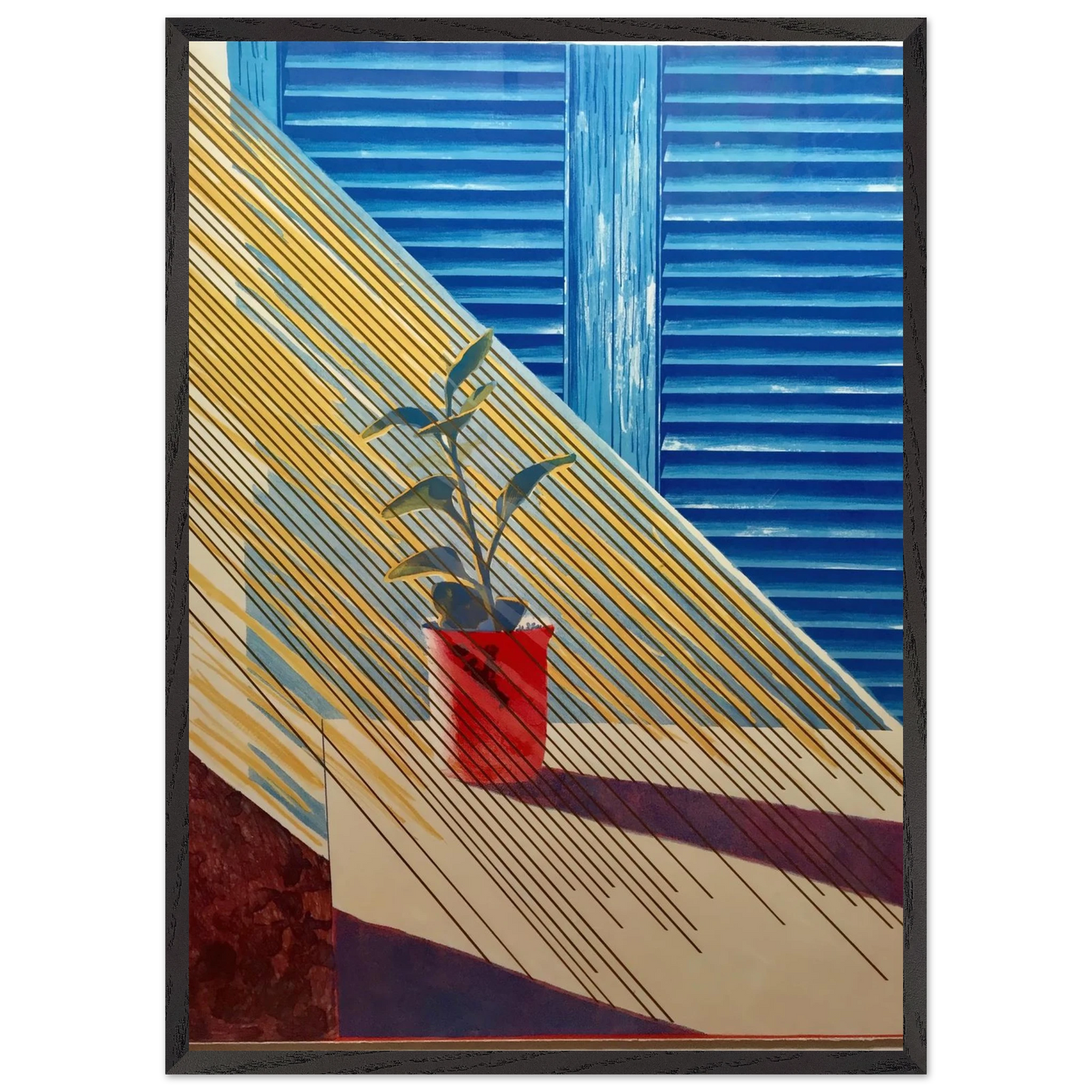 David Hockney - David Hockney Wall art - A1 (59.4 x 84.1  cm) - Premium Wooden Framed Poster With Fine Art Paper - White frame