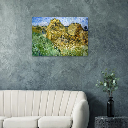 Field with Stacks of Wheat - Vincent van Gogh Brushed Aluminum Print - 70x100 cm / 28x40 inches | Vincent van Gogh Aluminum Print | Vincent van Gogh Prints