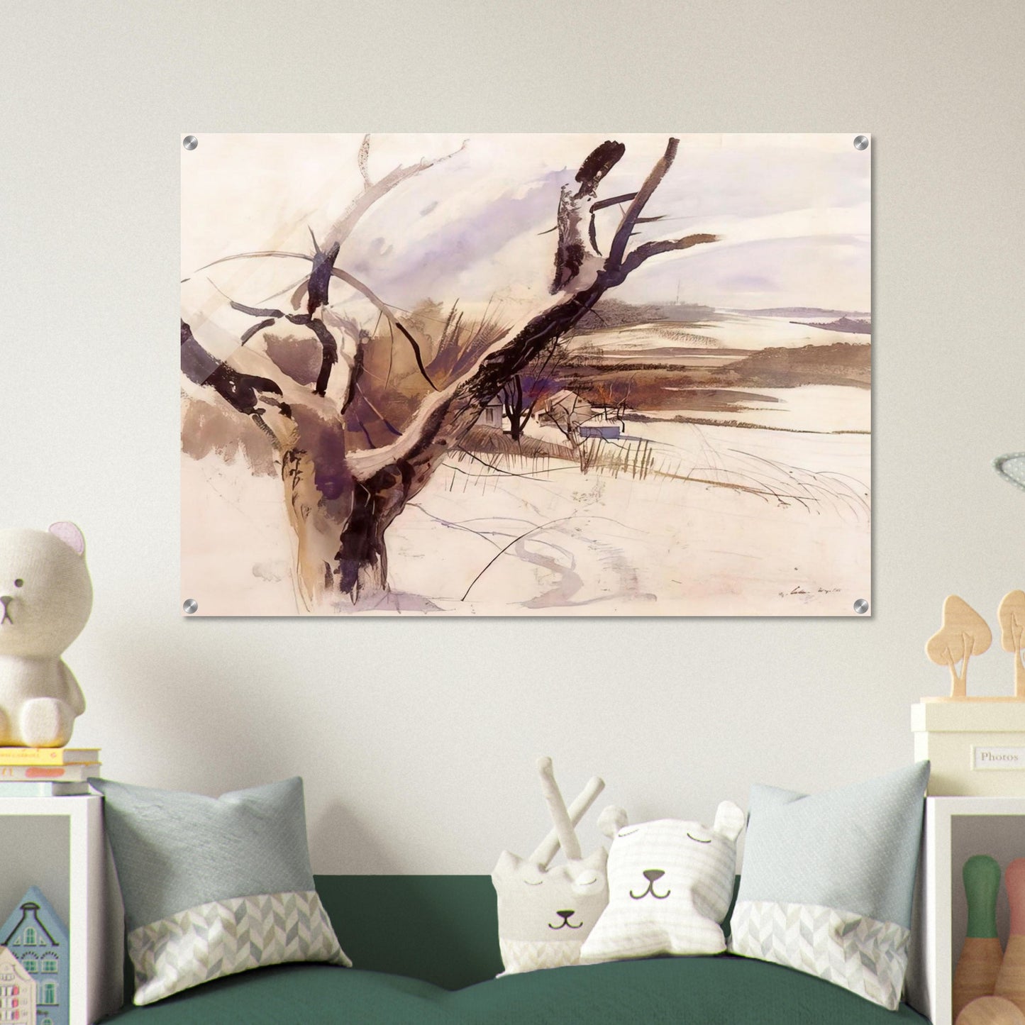WINTER FARM SCENE - Andrew Wyeth Acrylic Print - 70x100 cm / 28x40″ inches | Andrew Wyeth Wall Art | Andrew Wyeth Prints