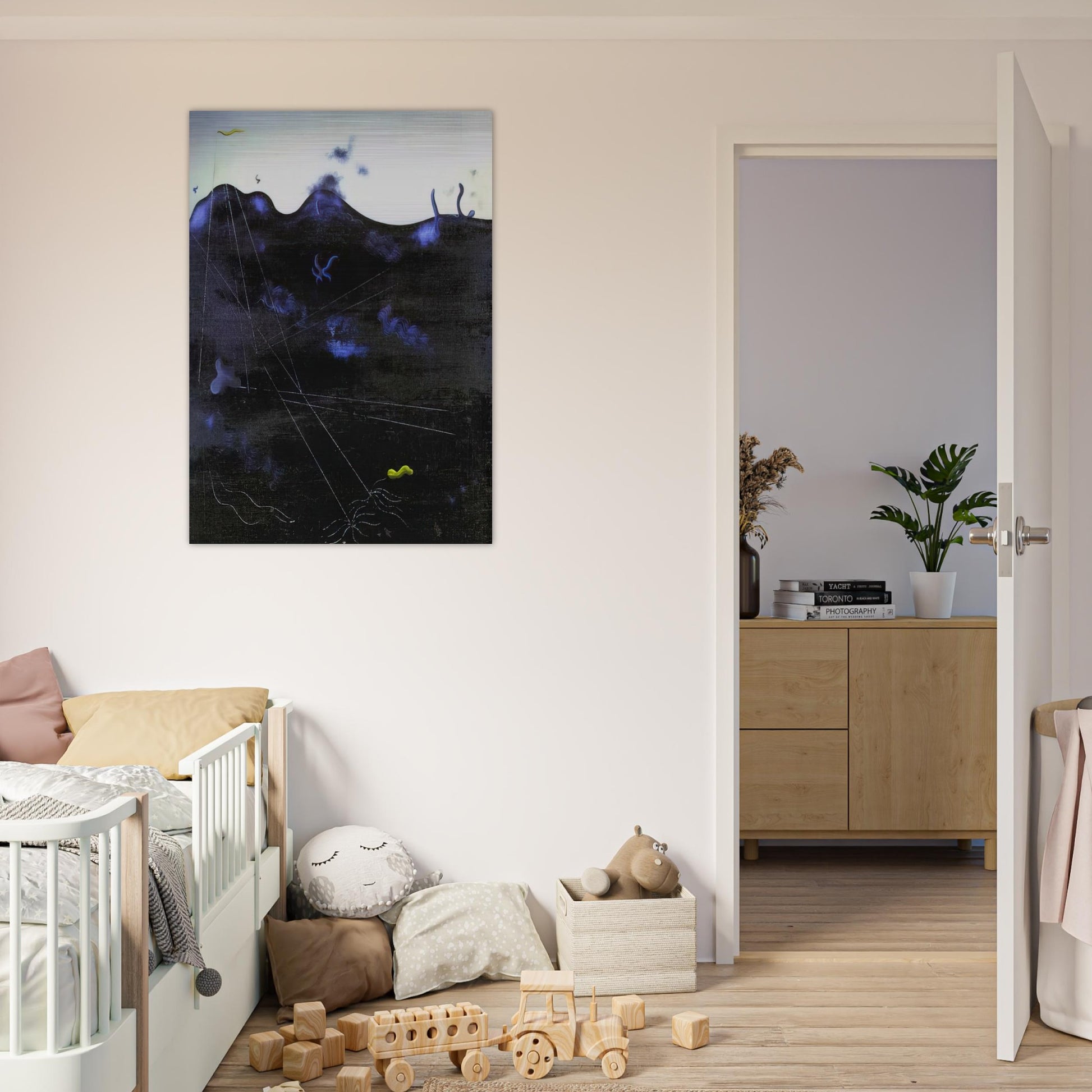 Blue Bed - Yves Tanguy Brushed Aluminum Print - 70x100 cm / 28x40 inches | Yves Tanguy Aluminum Print | Yves Tanguy Prints