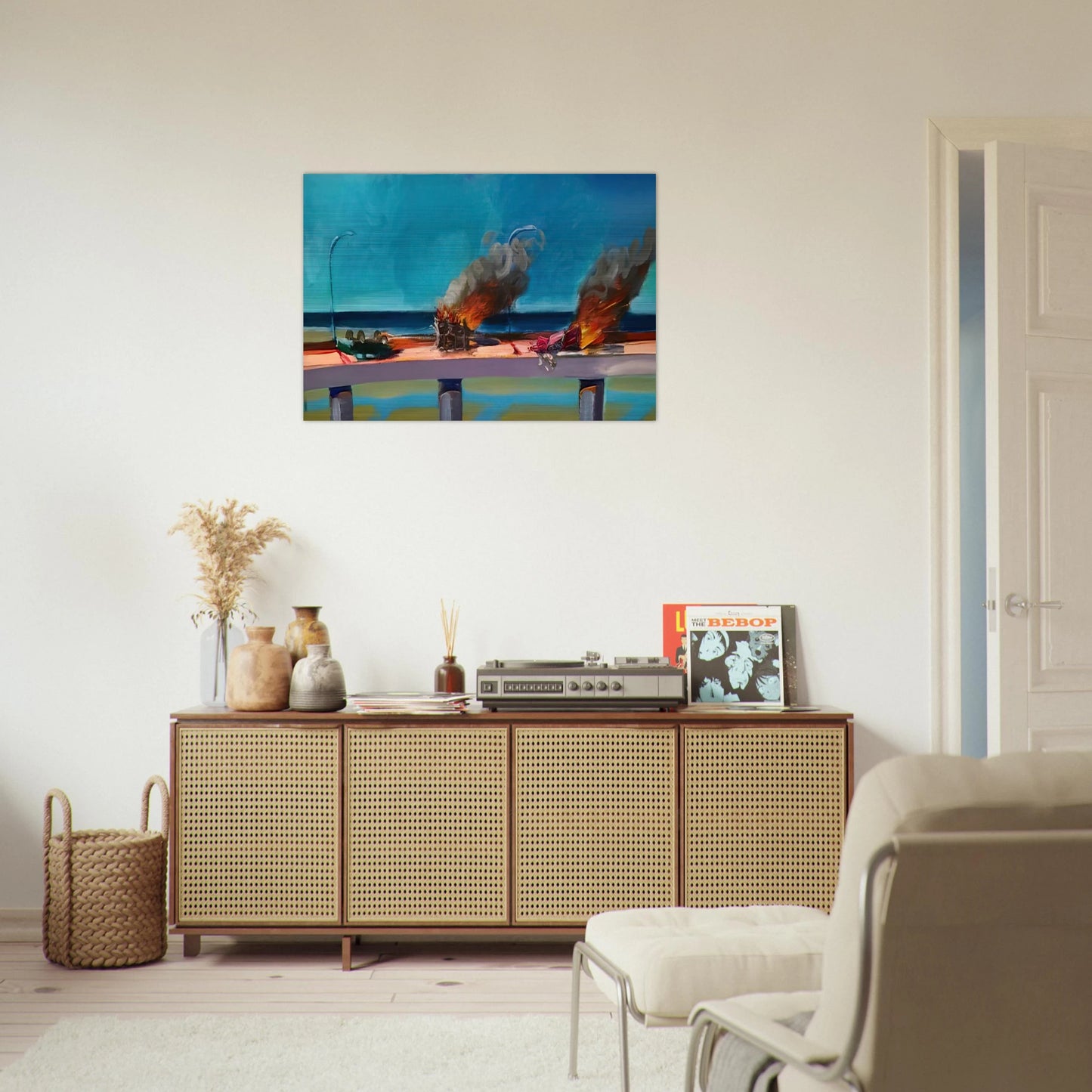 Longo Crash - 1982 - Carlos Almaraz Brushed Aluminum Print - 70x100 cm / 28x40 inches | Carlos Almaraz Aluminum Print | Carlos Almaraz Prints