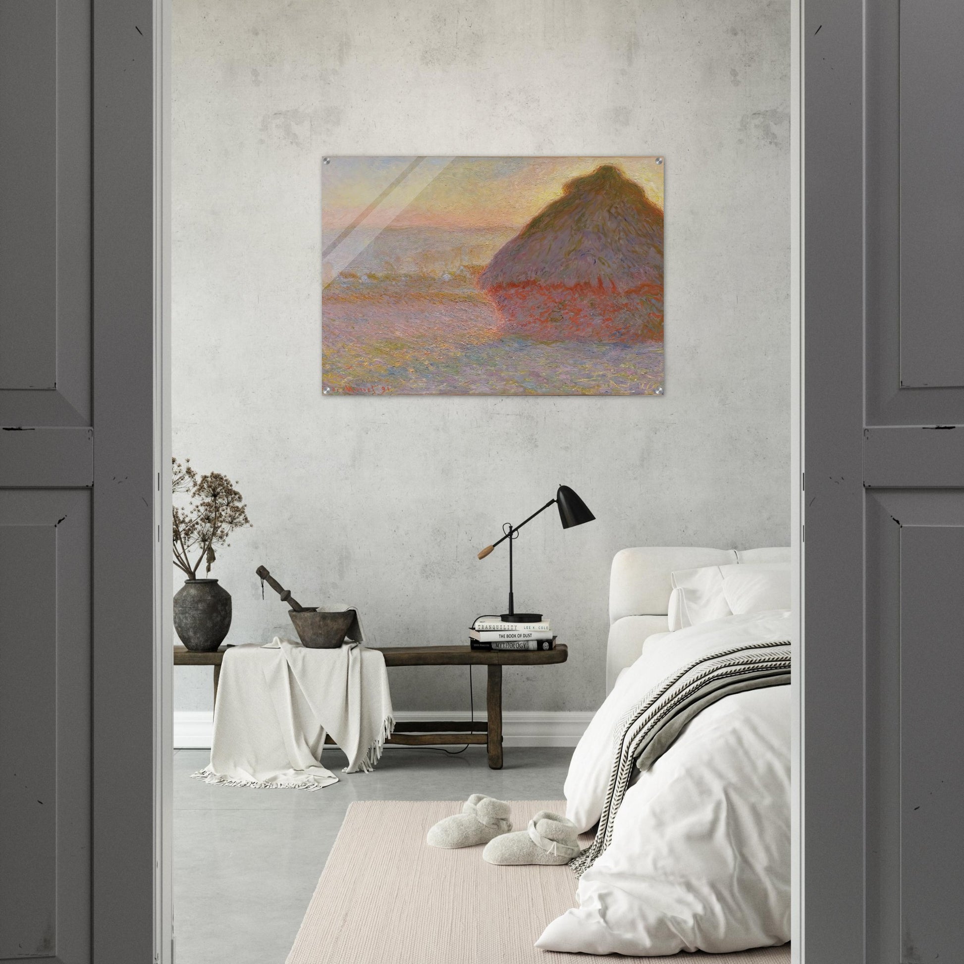 Grainstack Sunset - claude monet Acrylic Print - 70x100 cm / 28x40″ inches | claude monet Wall Art | claude monet Prints