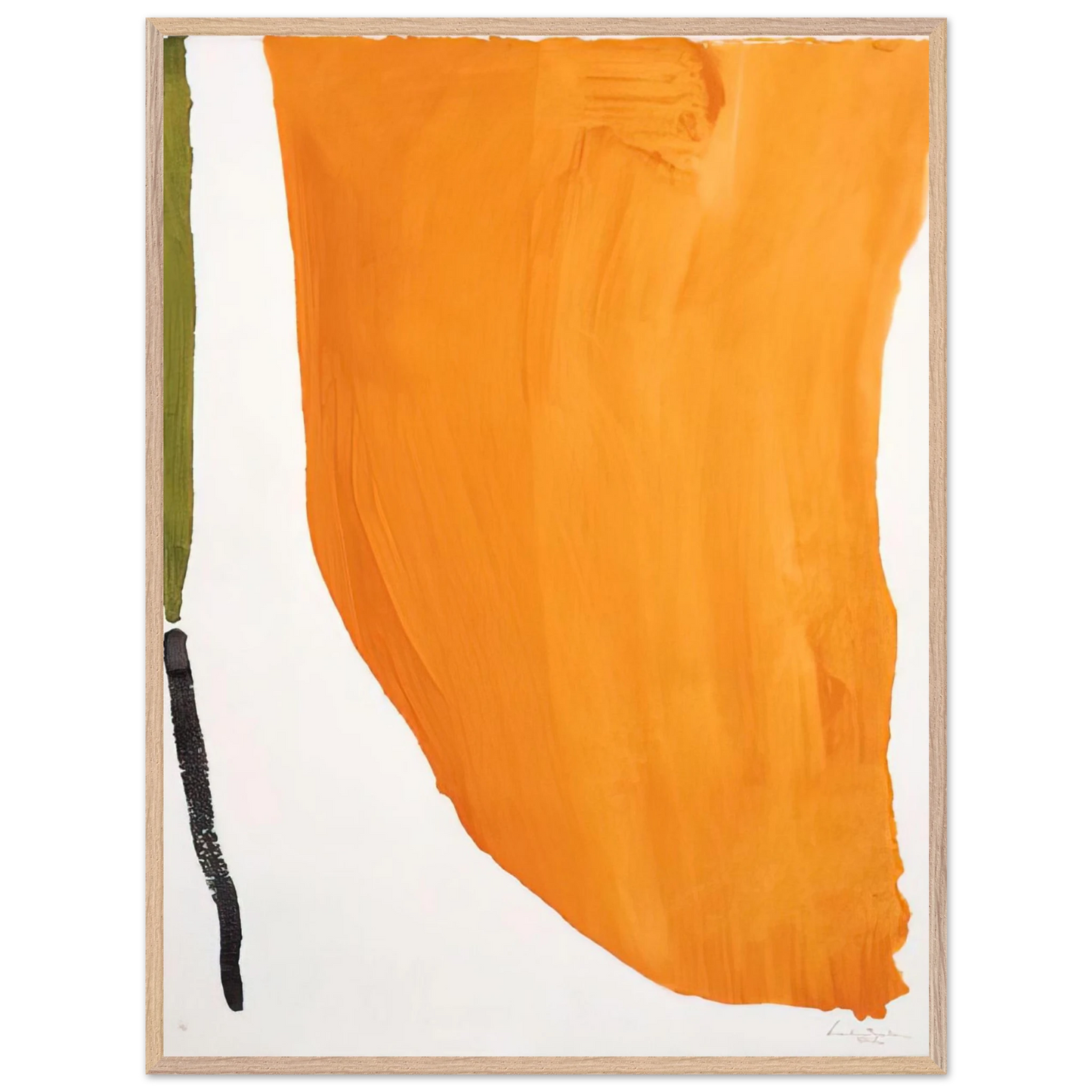 Helen Frankenthaler - Orange Downpour - 1970 Wall art - 30x40 cm / 12x16 inches - Premium Wooden Framed Poster With Fine Art Paper-canvas - Wood frame