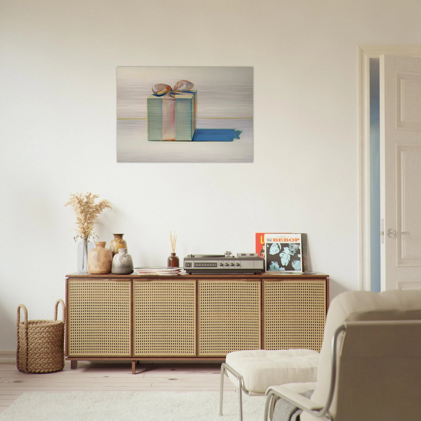 Gift Box - 1971 - Wayne Thiebaud Brushed Aluminum Print - 70x100 cm / 28x40 inches | Wayne Thiebaud Aluminum Print | Wayne Thiebaud Prints