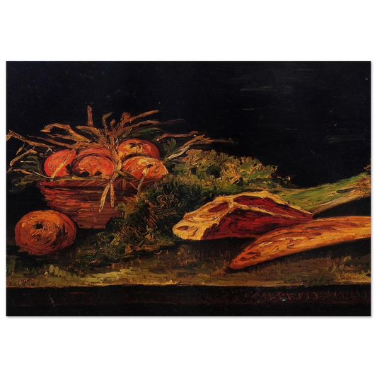 Still Life with Apples, Meat and a Roll - Vincent van Gogh Brushed Aluminum Print - 70x100 cm / 28x40 inches | Vincent van Gogh Aluminum Print | Vincent van Gogh Prints