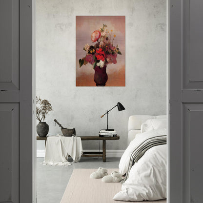 FLOWERS IN AA BROWN VASE - Odilon Redon Brushed Aluminum Print - 70x100 cm / 28x40 inches | Odilon Redon Aluminum Print | Odilon Redon Prints