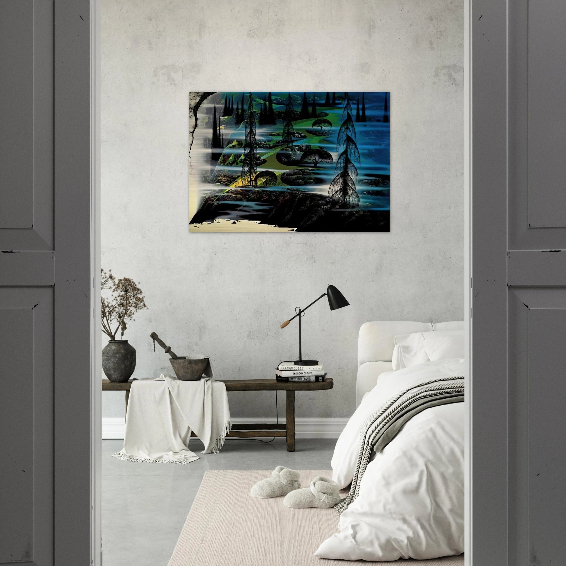 Beauty Beyond Believing - Eyvind Earle Brushed Aluminum Print - 70x100 cm / 28x40 inches | Eyvind Earle Aluminum Print | Eyvind Earle Prints