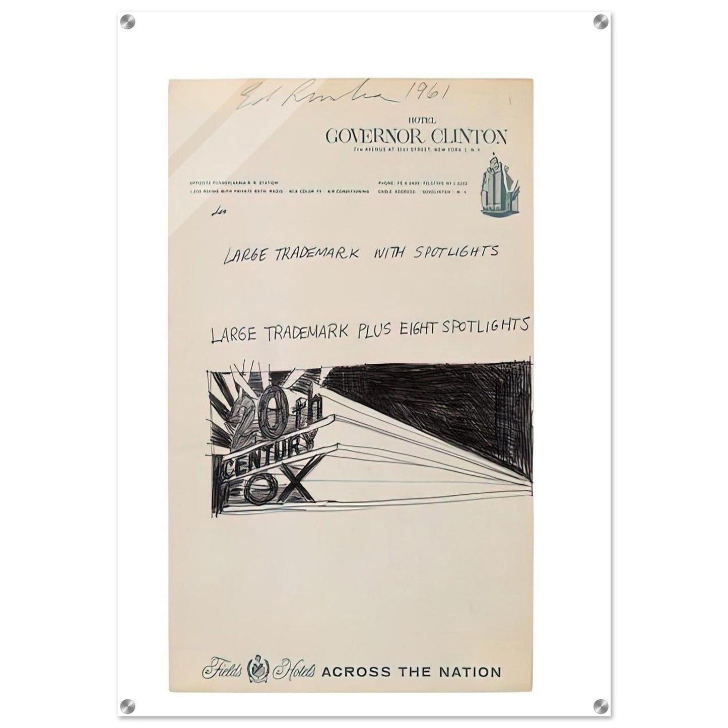 TRADEMARCK SKETCH 1961 - Edward Ruscha Acrylic Print - 70x100 cm / 28x40″ inches