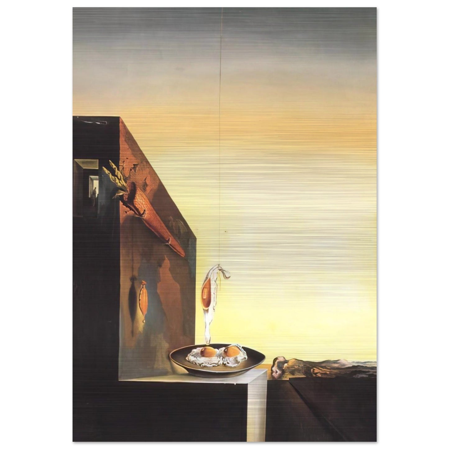 EGGS ON PLATE WITHOUT THE FLAT - Salvador Dali Brushed Aluminum Print - 70x100 cm / 28x40 inches | Salvador Dali Aluminum Print | Salvador Dali Prints