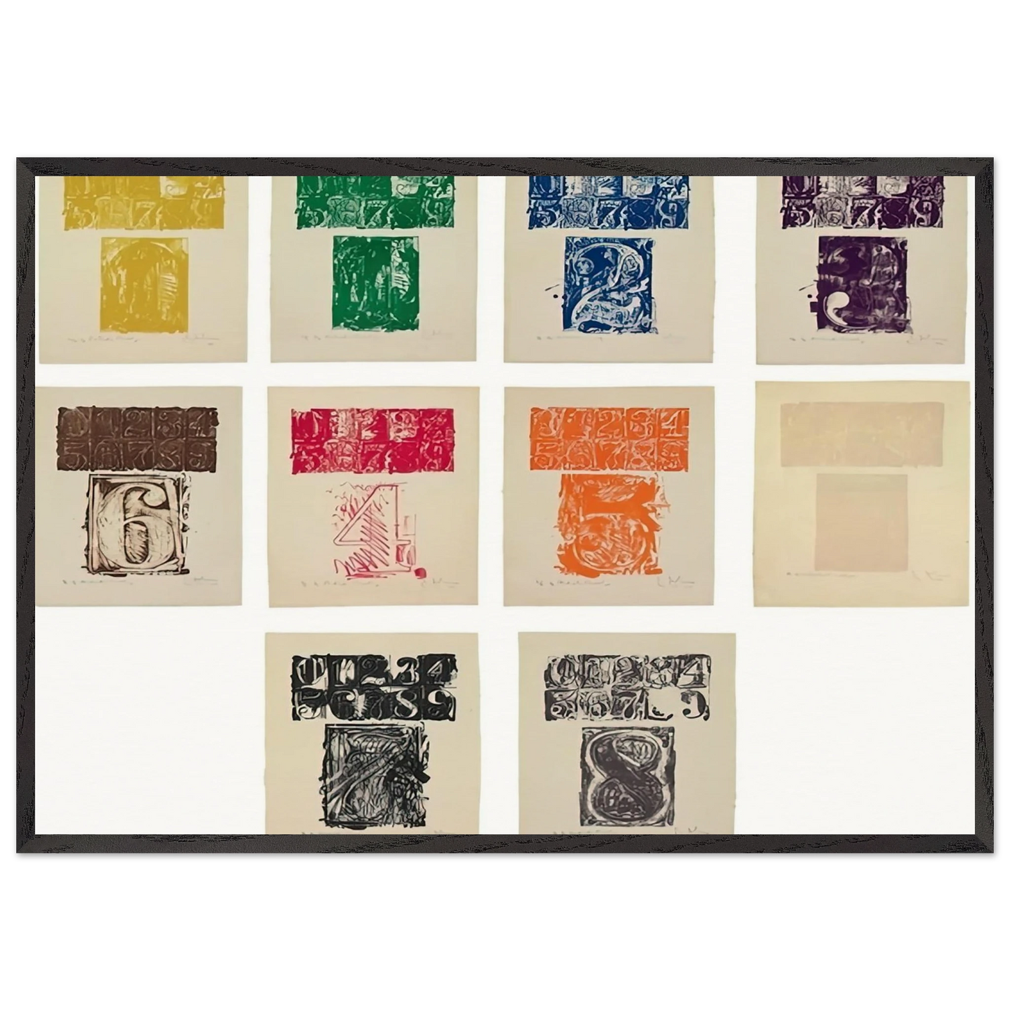 0 9 ULAE 19 1963 - Jasper Johns 70x100 cm / 28x40 inches Framed Art Print – Black Wooden Frame