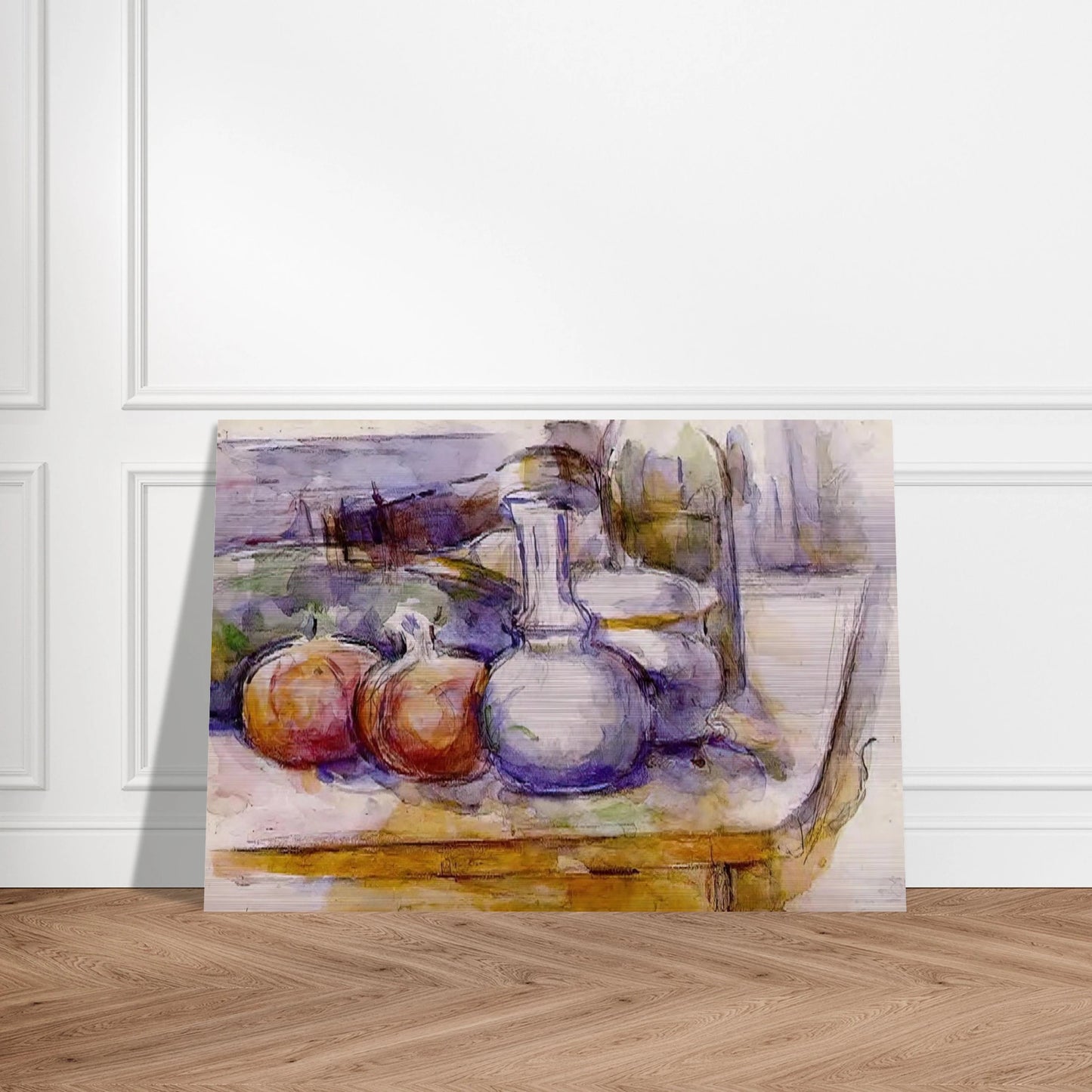 Still Life with Carafe, Sugar Bowl, Bottle, Pommegranates and Watermelon - Paul Cézanne Brushed Aluminum Print - 70x100 cm / 28x40 inches | Paul Cézanne Aluminum Print | Paul Cézanne Prints