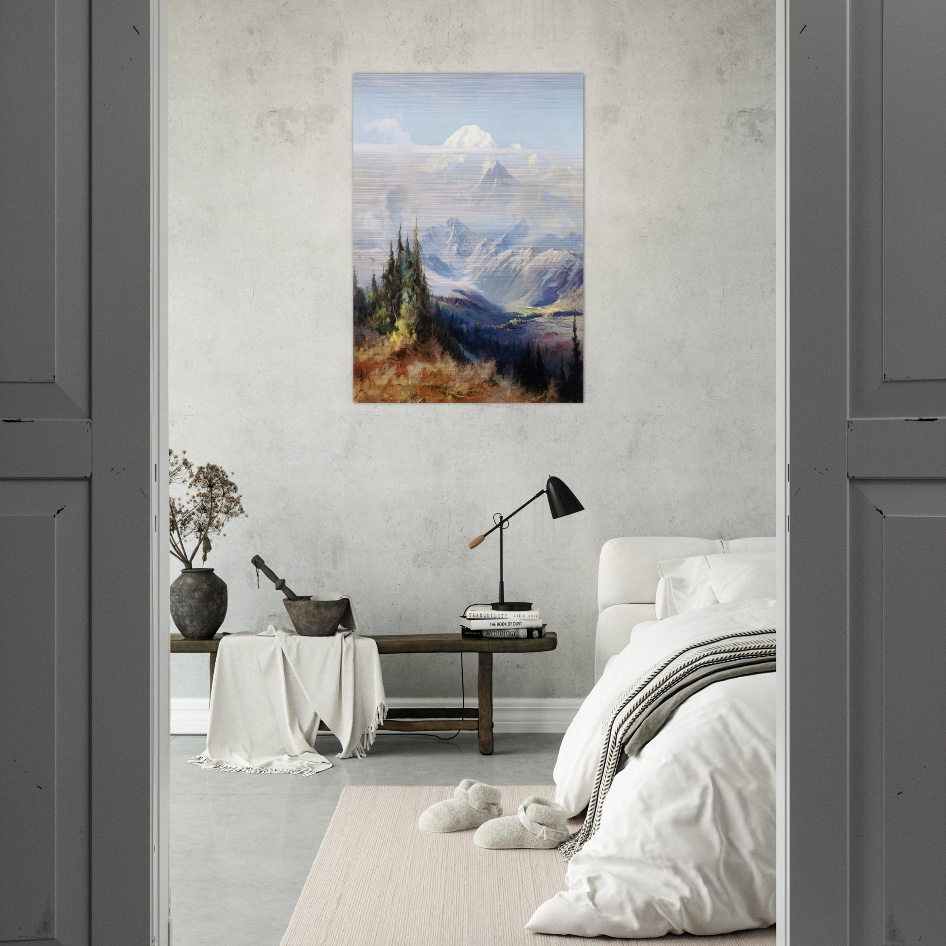 Mount McKinley in Mist - Romanticism - Sydney Laurence Brushed Aluminum Print - 70x100 cm / 28x40 inches | Sydney Laurence Aluminum Print | Sydney Laurence Prints