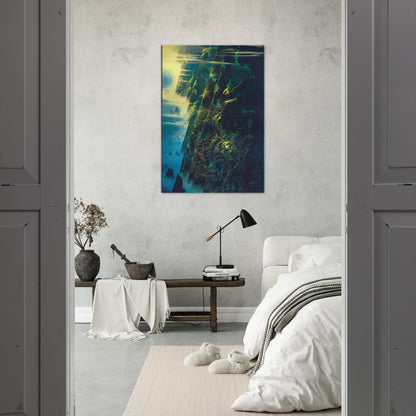 Jeweled Cliffs - Eyvind Earle Brushed Aluminum Print - 70x100 cm / 28x40 inches | Eyvind Earle Aluminum Print | Eyvind Earle Prints