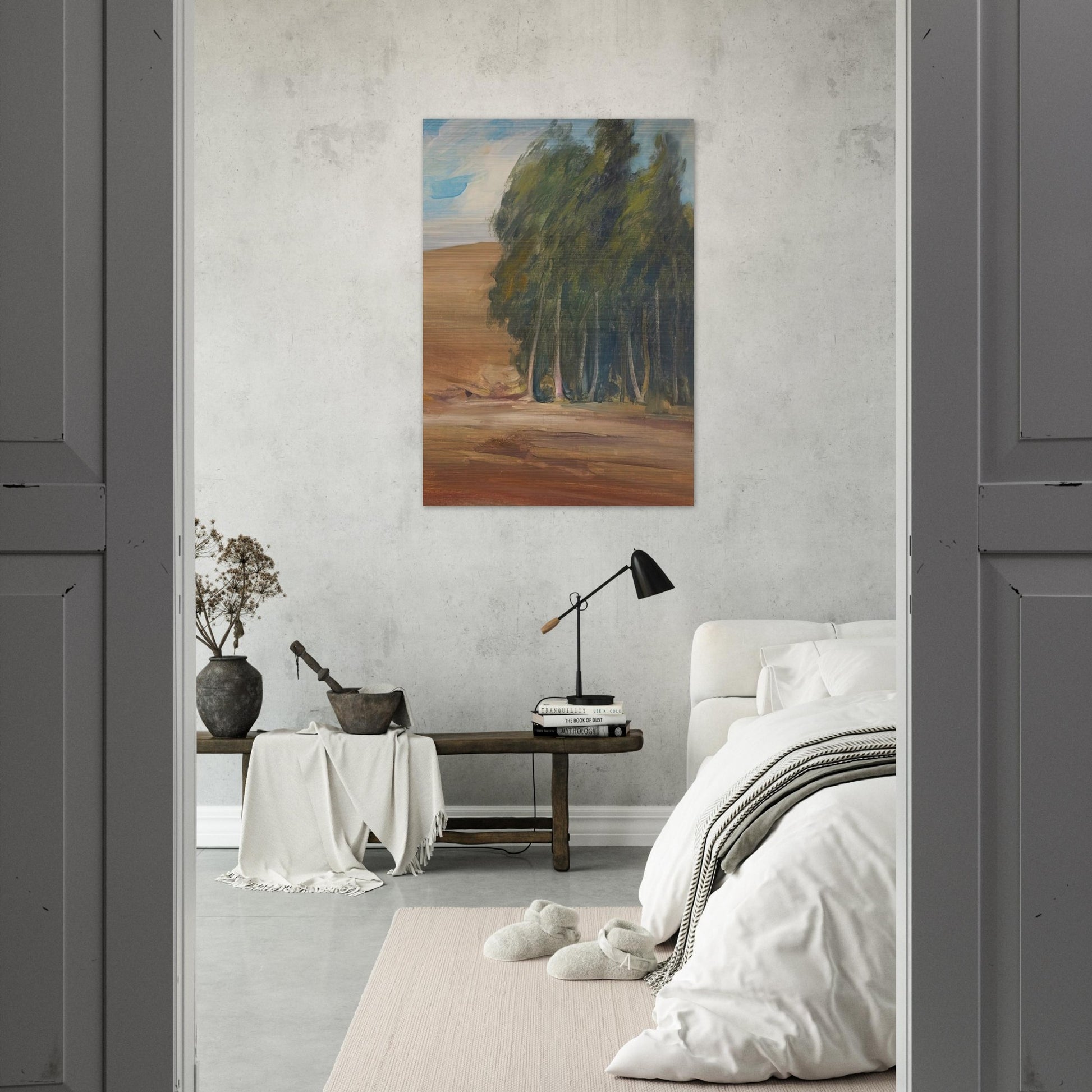 A Grove of Windswept Trees - Tonalism - Xavier Martinez Brushed Aluminum Print - 70x100 cm / 28x40 inches | Xavier Martinez Aluminum Print | Xavier Martinez Prints