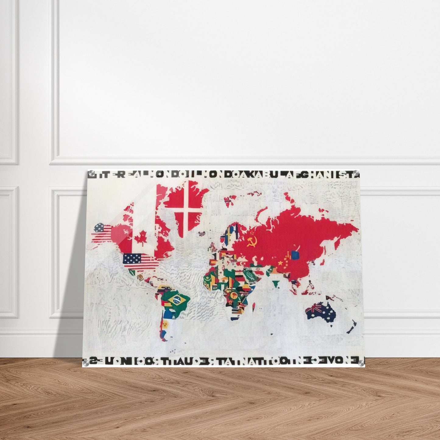 MAPPA 1983 - Alighiero Boetti Acrylic Print - 70x100 cm / 28x40″ inches | Alighiero Boetti Wall Art | Alighiero Boetti Prints