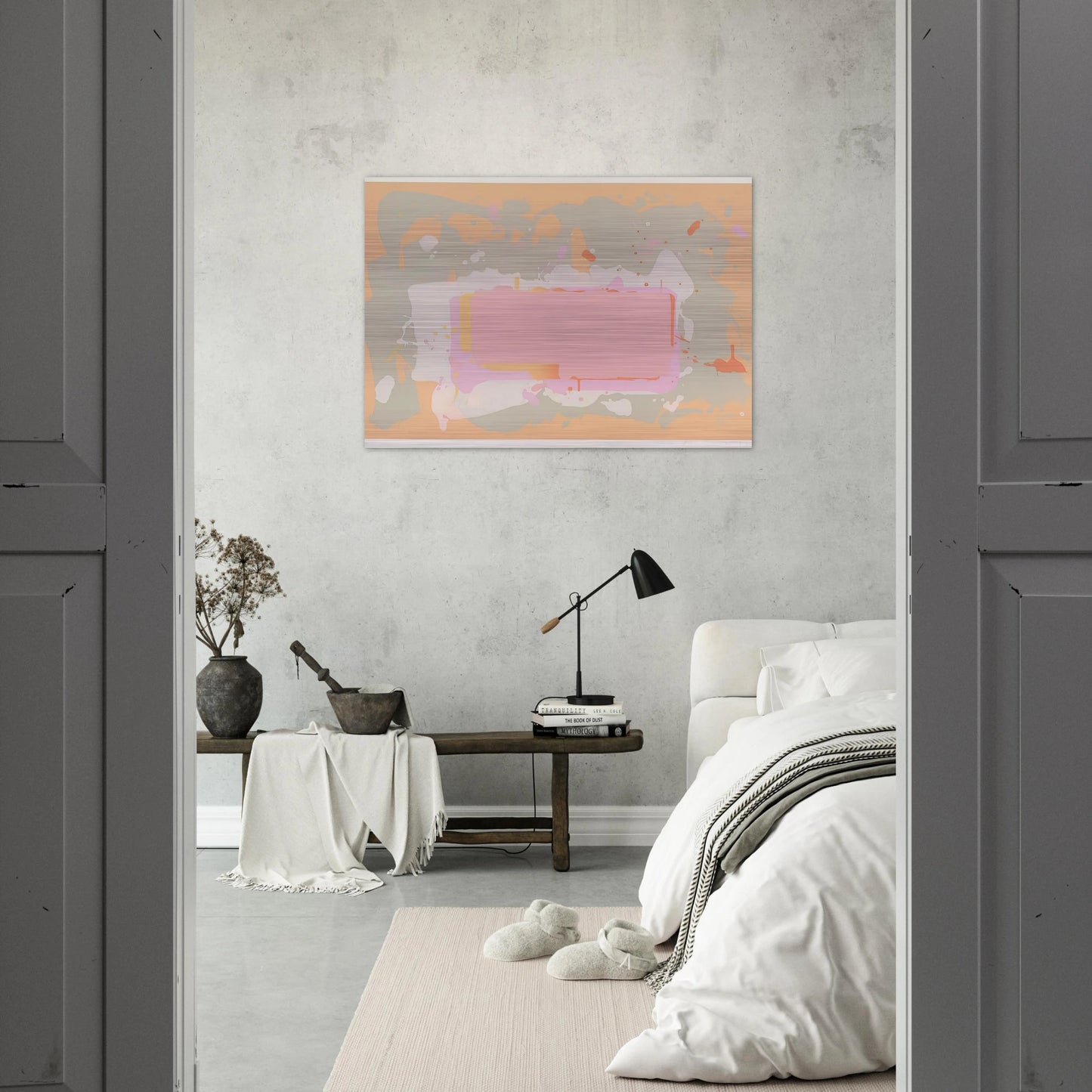 Yellow and Pink - 1971 - John Hoyland Brushed Aluminum Print - 70x100 cm / 28x40 inches | John Hoyland Aluminum Print | John Hoyland Prints