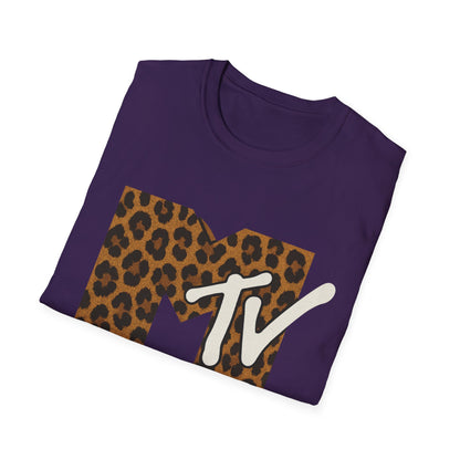 Camiseta gráfica vintage con estampado de guepardo de MTV, camiseta retro de música, televisión, banda de los años 80 y 90, camiseta unisex con estampado animal de rock