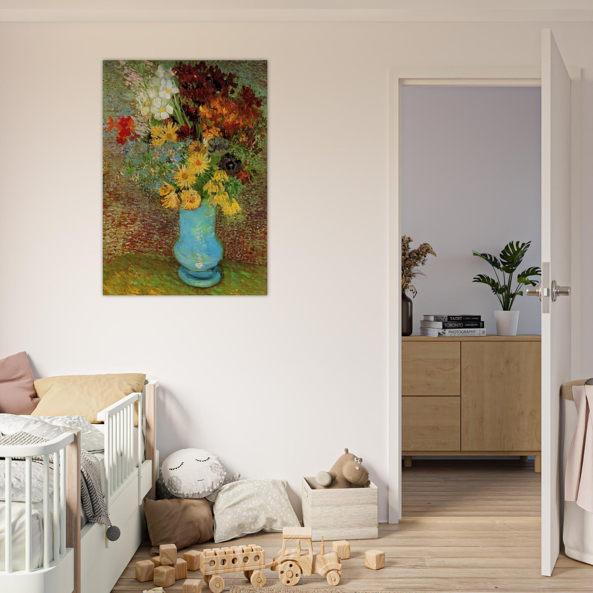Vase with Daisies and Anemones - Vincent van Gogh Brushed Aluminum Print - 70x100 cm / 28x40 inches | Vincent van Gogh Aluminum Print | Vincent van Gogh Prints