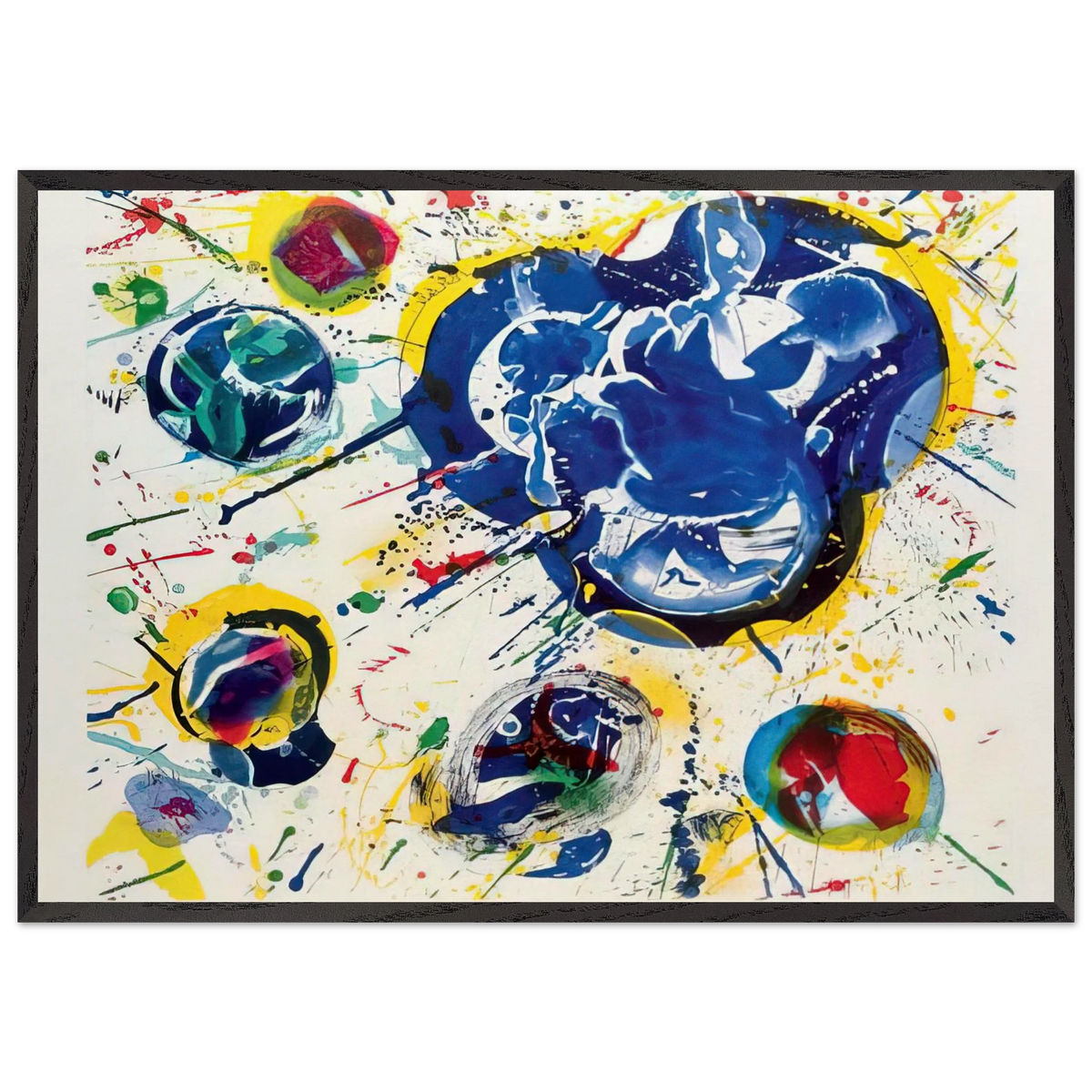 Untitled I  L I 87  - Sam Francis 70x100 cm / 28x40 inches Framed Art Print – Black Wooden Frame