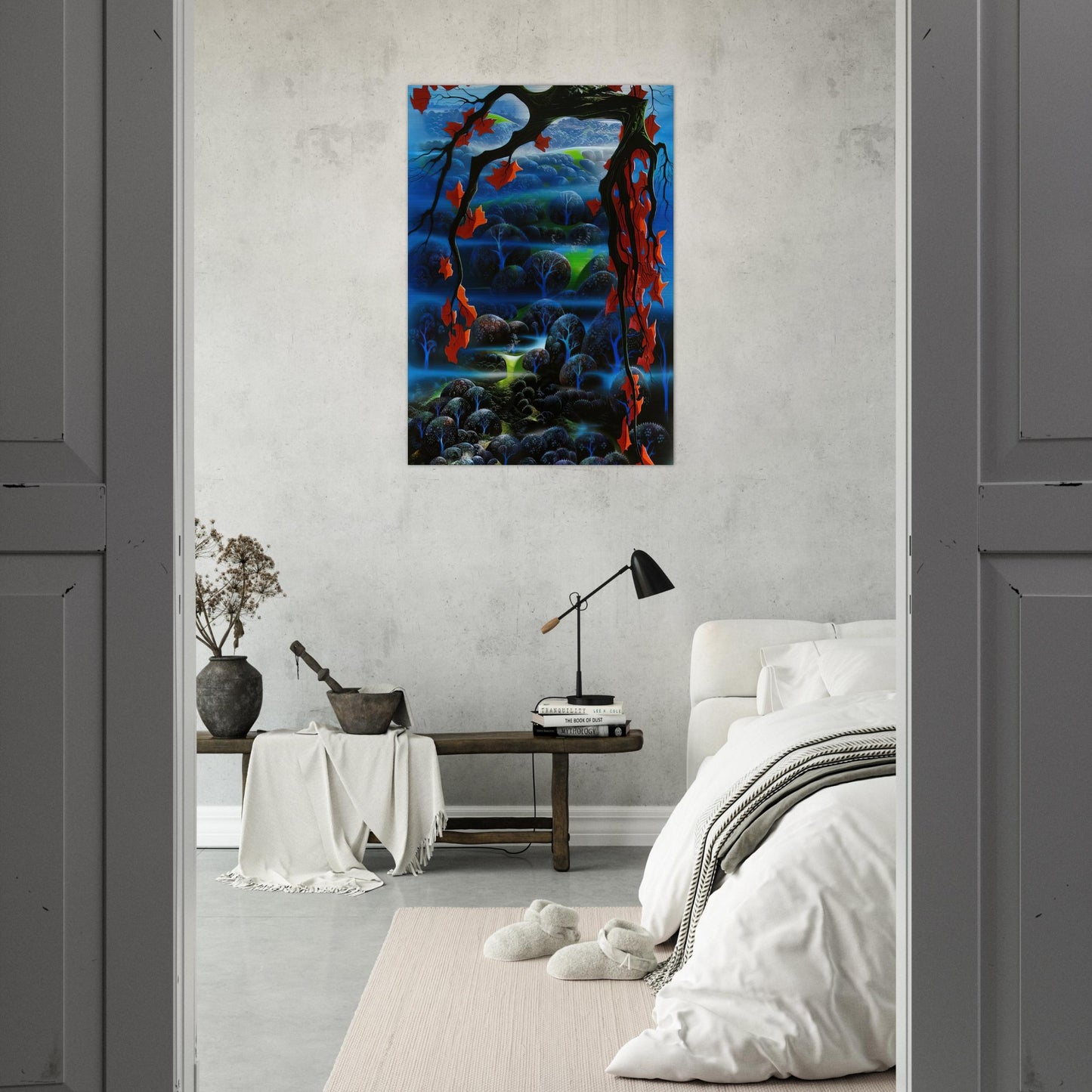 Valley of Dreams - Eyvind Earle Brushed Aluminum Print - 70x100 cm / 28x40 inches | Eyvind Earle Aluminum Print | Eyvind Earle Prints