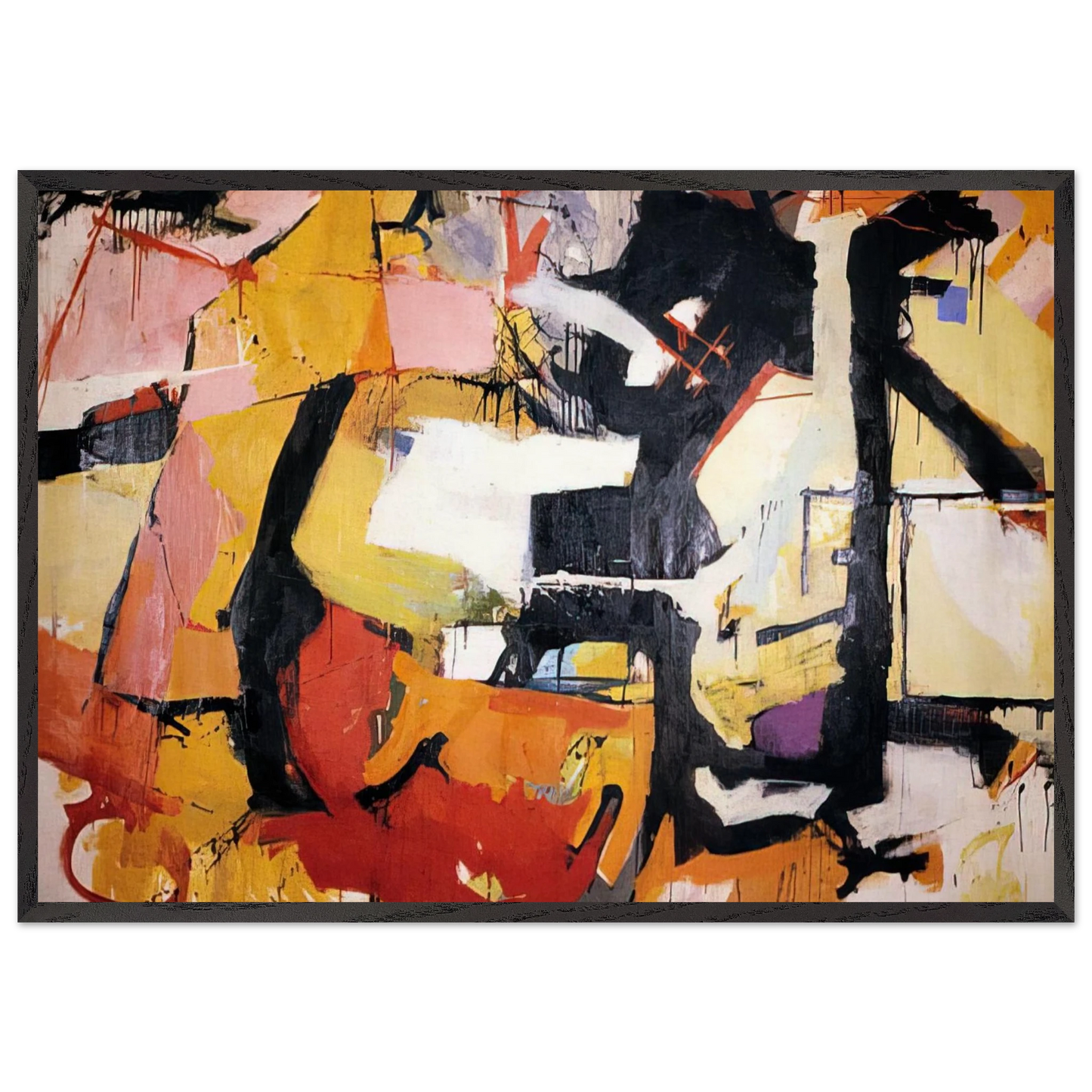 ABSTRACT FORCE HOMAGE TO FRANZ KLINE 1952 - Audrey Flack 70x100 cm / 28x40 inches Framed Art Print – Black Wooden Frame