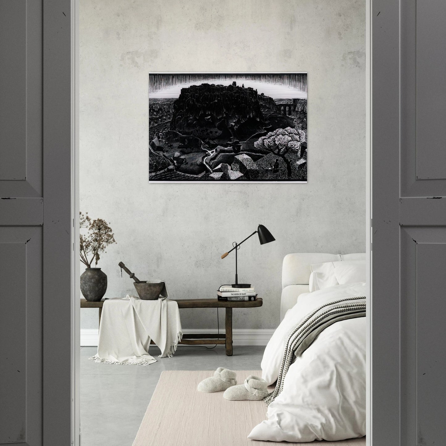 VITORCHIANO NEL CIMINO - MC Escher Brushed Aluminum Print - 70x100 cm / 28x40 inches | MC Escher Aluminum Print | MC Escher Prints