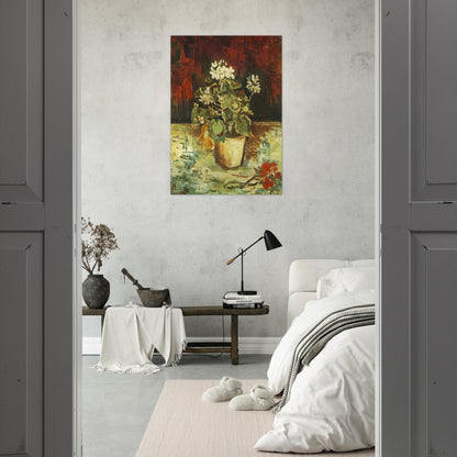 Geranium in a Flowerpot - Vincent van Gogh Brushed Aluminum Print - 70x100 cm / 28x40 inches | Vincent van Gogh Aluminum Print | Vincent van Gogh Prints