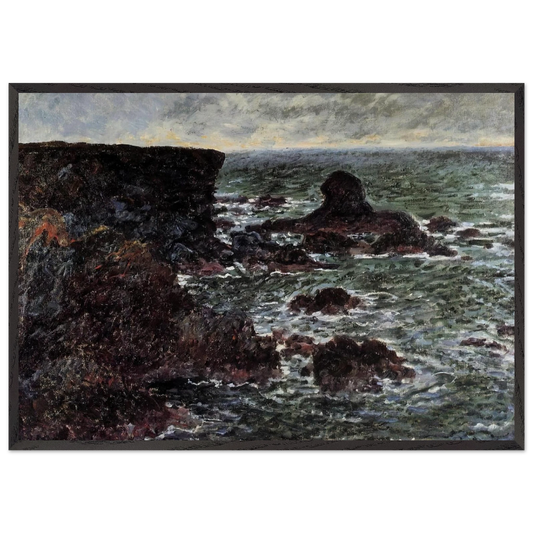 Rocky Coast and the Lion Rock Belle-Ile - claude monet 70x100 cm / 28x40 inches Framed Art Print – Black Wooden Frame
