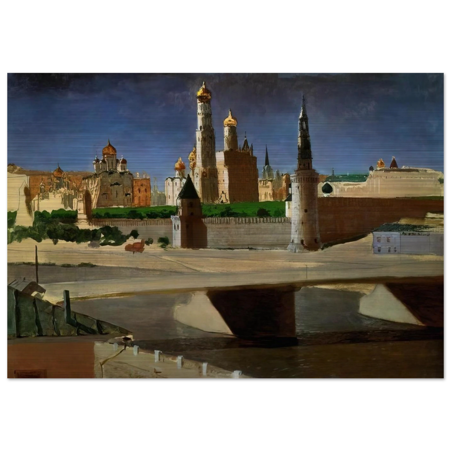 View of the Kremlin from the Zamoskvorechye District - Arkhyp Kuindzhi Brushed Aluminum Print - 70x100 cm / 28x40 inches | Arkhyp Kuindzhi Aluminum Print | Arkhyp Kuindzhi Prints