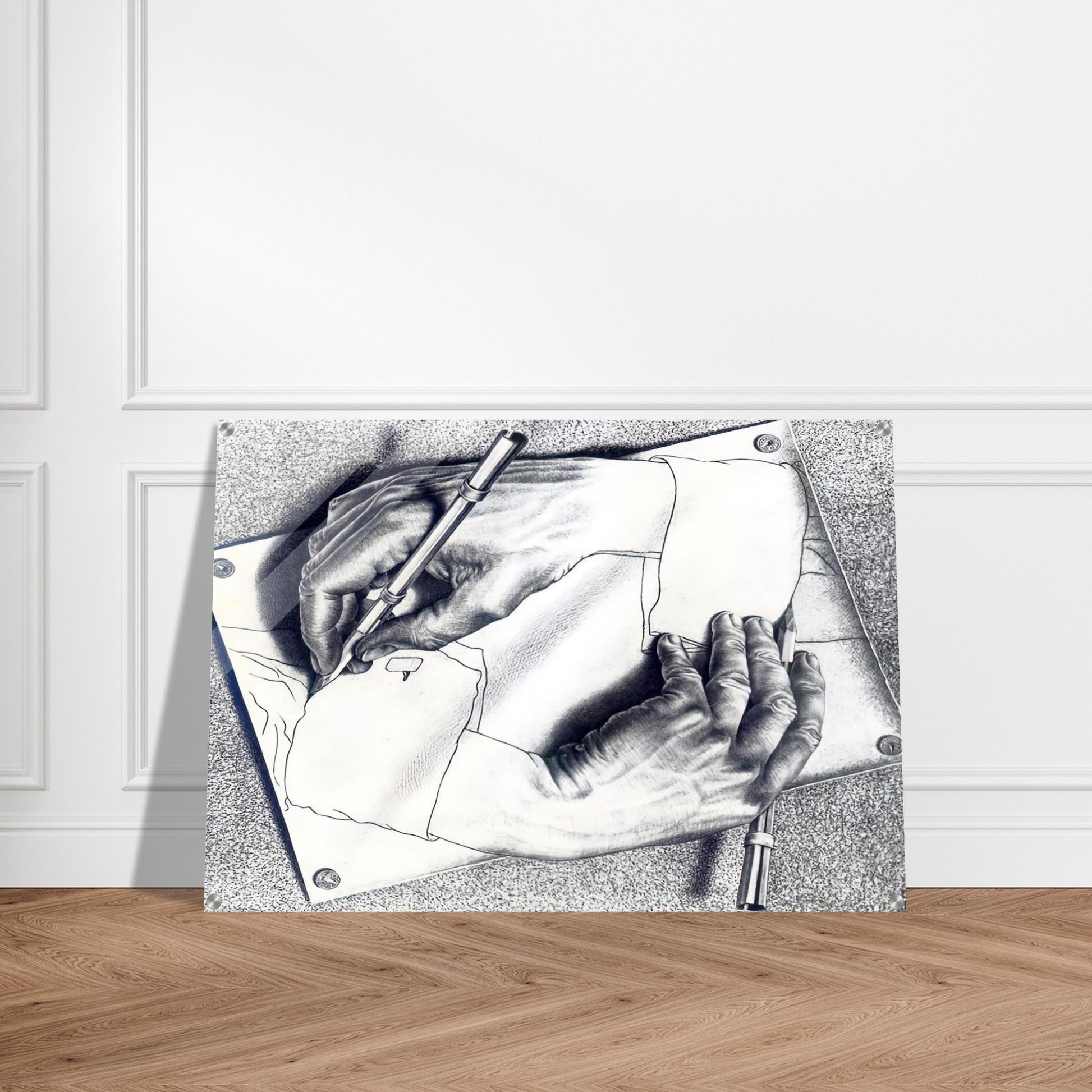 DRAWING HANDS - MC Escher Acrylic Print - 70x100 cm / 28x40″ inches | Maurits Cornelis Escher Prints