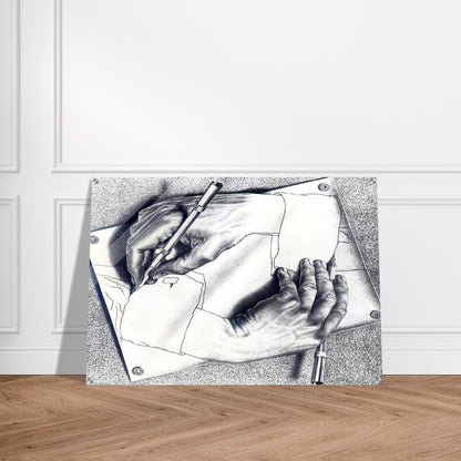 DRAWING HANDS - MC Escher Acrylic Print - 70x100 cm / 28x40″ inches | Maurits Cornelis Escher Prints