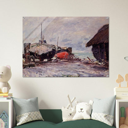 Fishing Boats at Etretat - claude monet Acrylic Print - 70x100 cm / 28x40″ inches | claude monet Wall Art | claude monet Prints