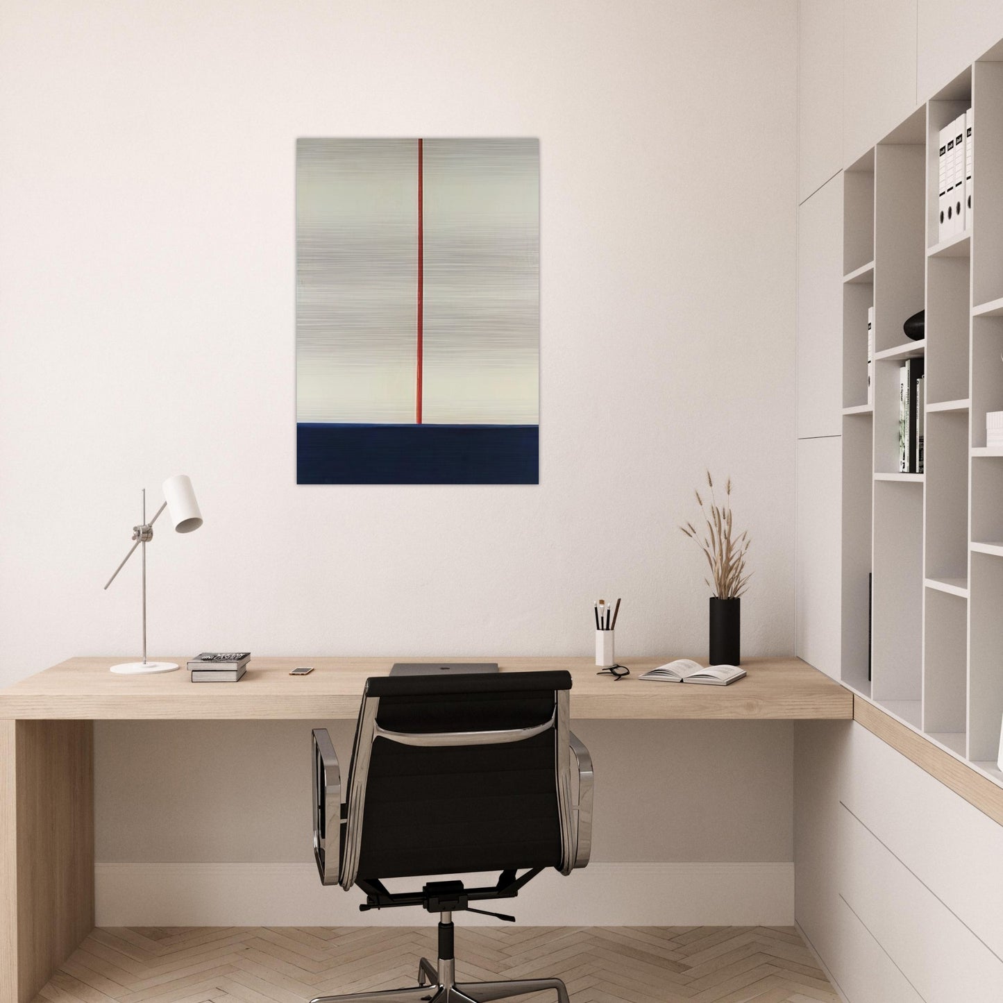 KOMPOSITION BLAU ROT AUF WEISS 1965 - BLINKY PALERMO Brushed Aluminum Print - 70x100 cm / 28x40 inches | BLINKY PALERMO Aluminum Print | BLINKY PALERMO Prints