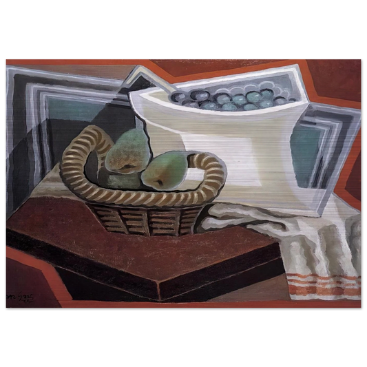 THE BASKET OF PEARS 1925 - Juan Gris Brushed Aluminum Print - 70x100 cm / 28x40 inches | Juan Gris Aluminum Print | Juan Gris Prints