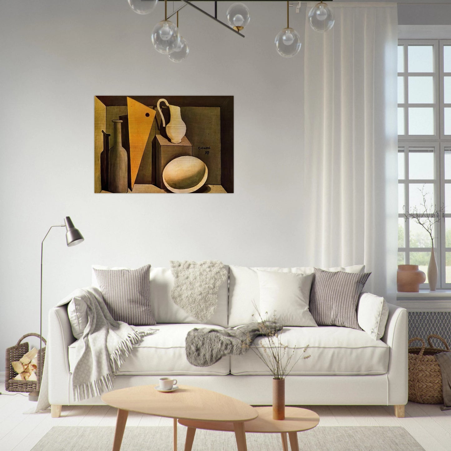 NATURA MORTA CON LA SQUADRA 1917 - Carlo Carra Brushed Aluminum Print - 70x100 cm / 28x40 inches | Carlo Carra Aluminum Print | Carlo Carra Prints
