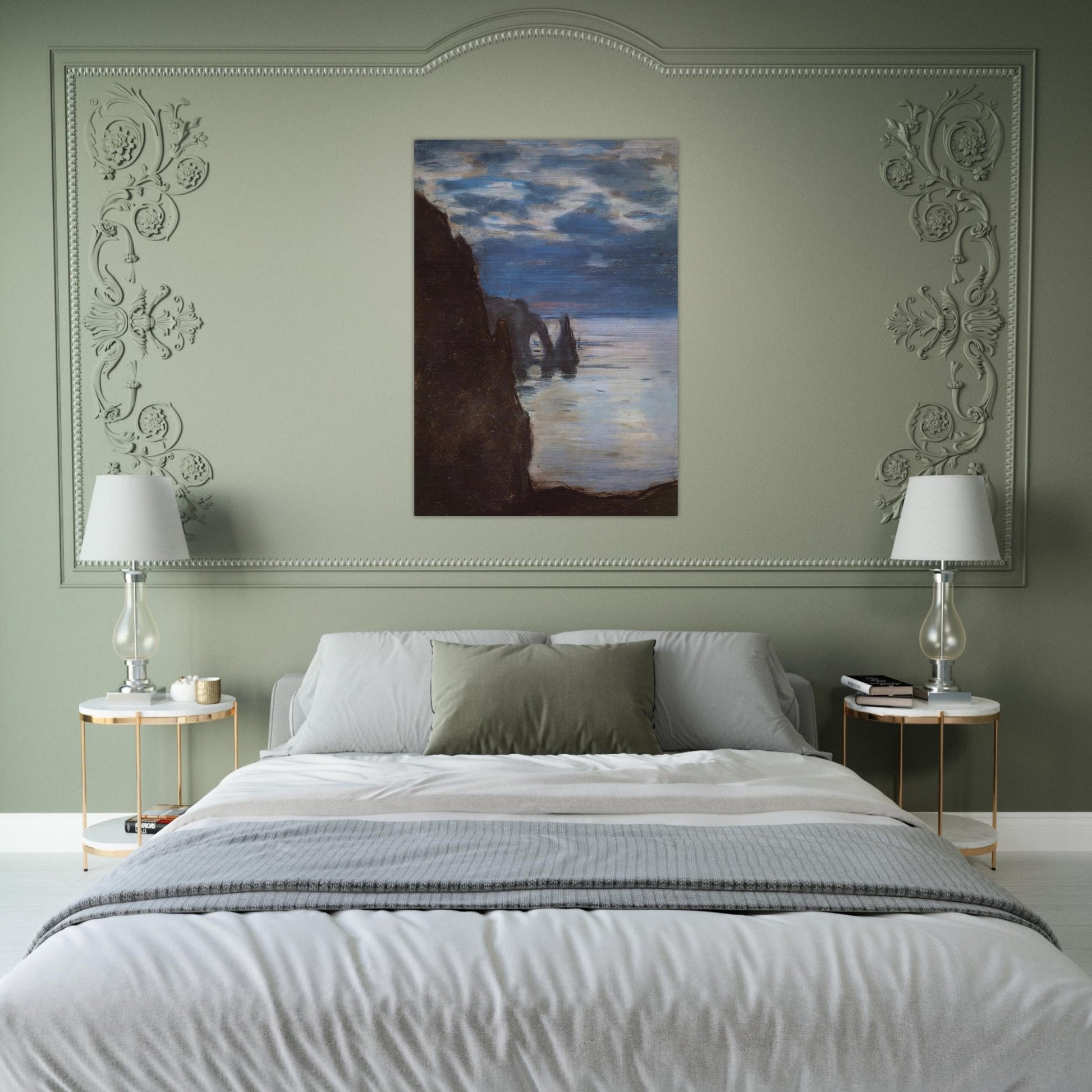 Etretat, the Needle Rock and Porte d'Aval - claude monet Brushed Aluminum Print - 70x100 cm / 28x40 inches | claude monet Aluminum Print | claude monet Prints