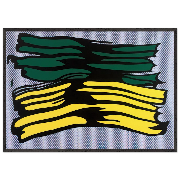 YELLOW AND GREEN BRUSHSTROKES 1966 0 - Roy Lichtenstein 70x100 cm / 28x40 inches Framed Art Print – Black Wooden Frame