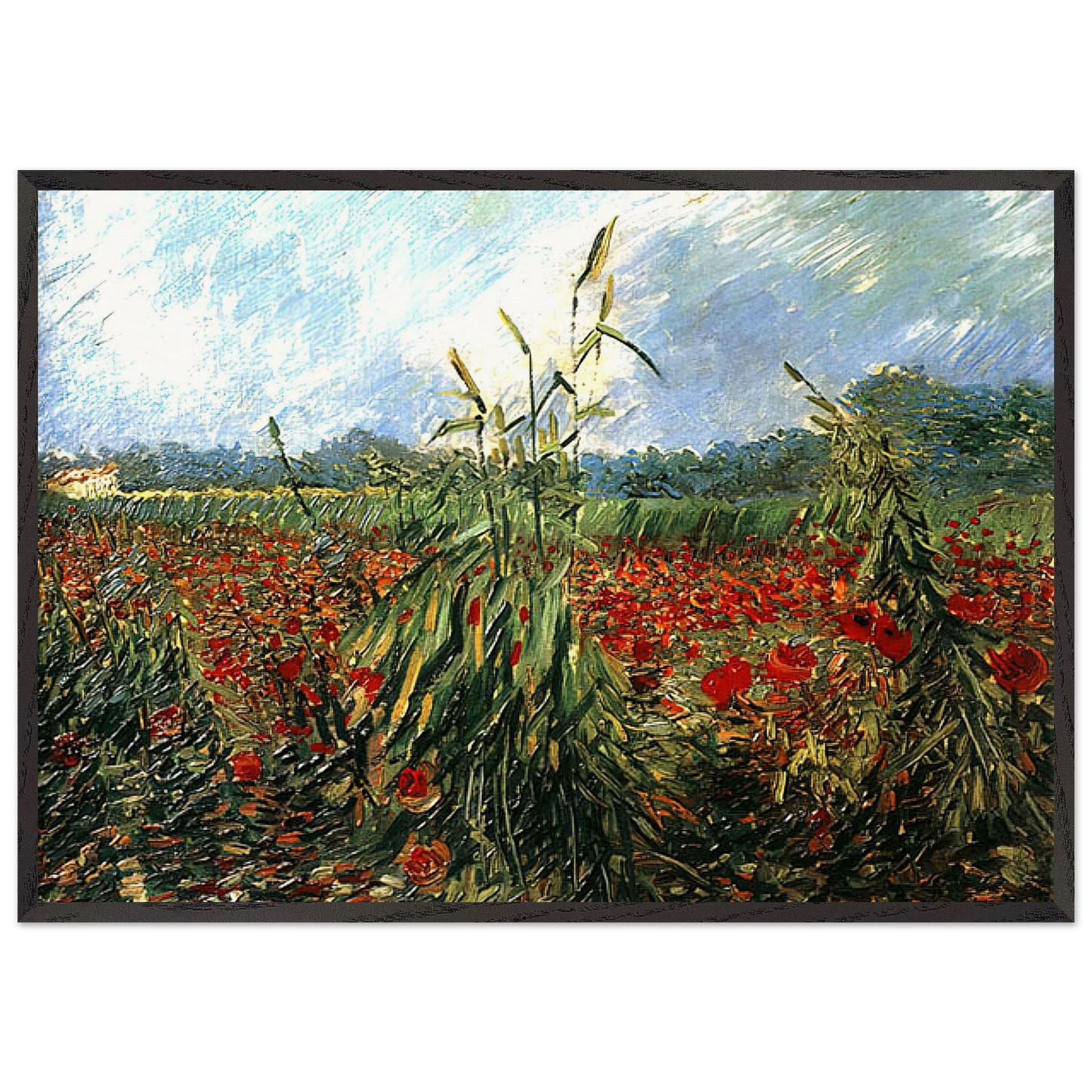 Green Ears of Wheat - Vincent van Gogh 70x100 cm / 28x40 inches Framed Art Print – Black Wooden Frame