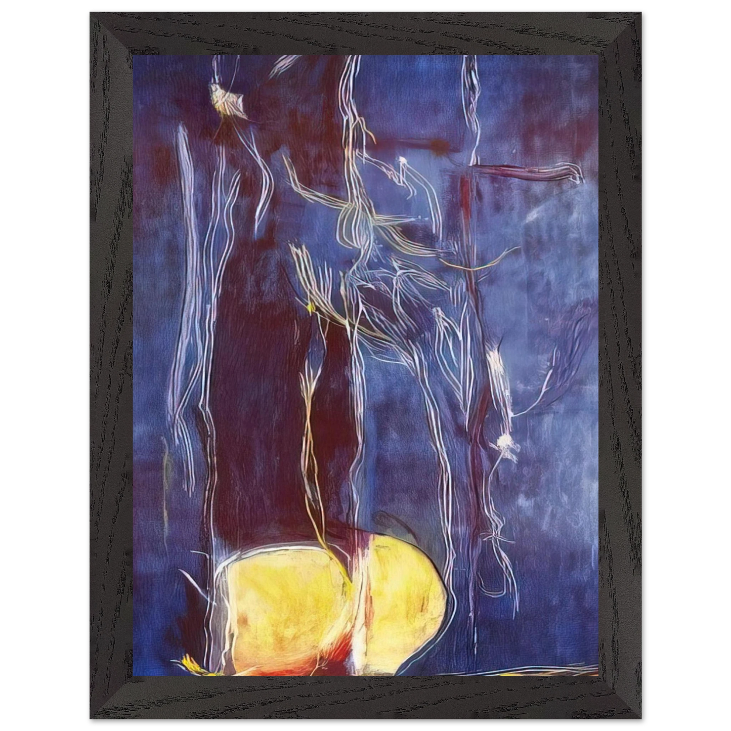 Helen Frankenthaler - All About Blue - 1994 Wall art - 20x25 cm / 8x10 inches - Premium Wooden Framed Poster With Fine Art Paper-canvas - White frame