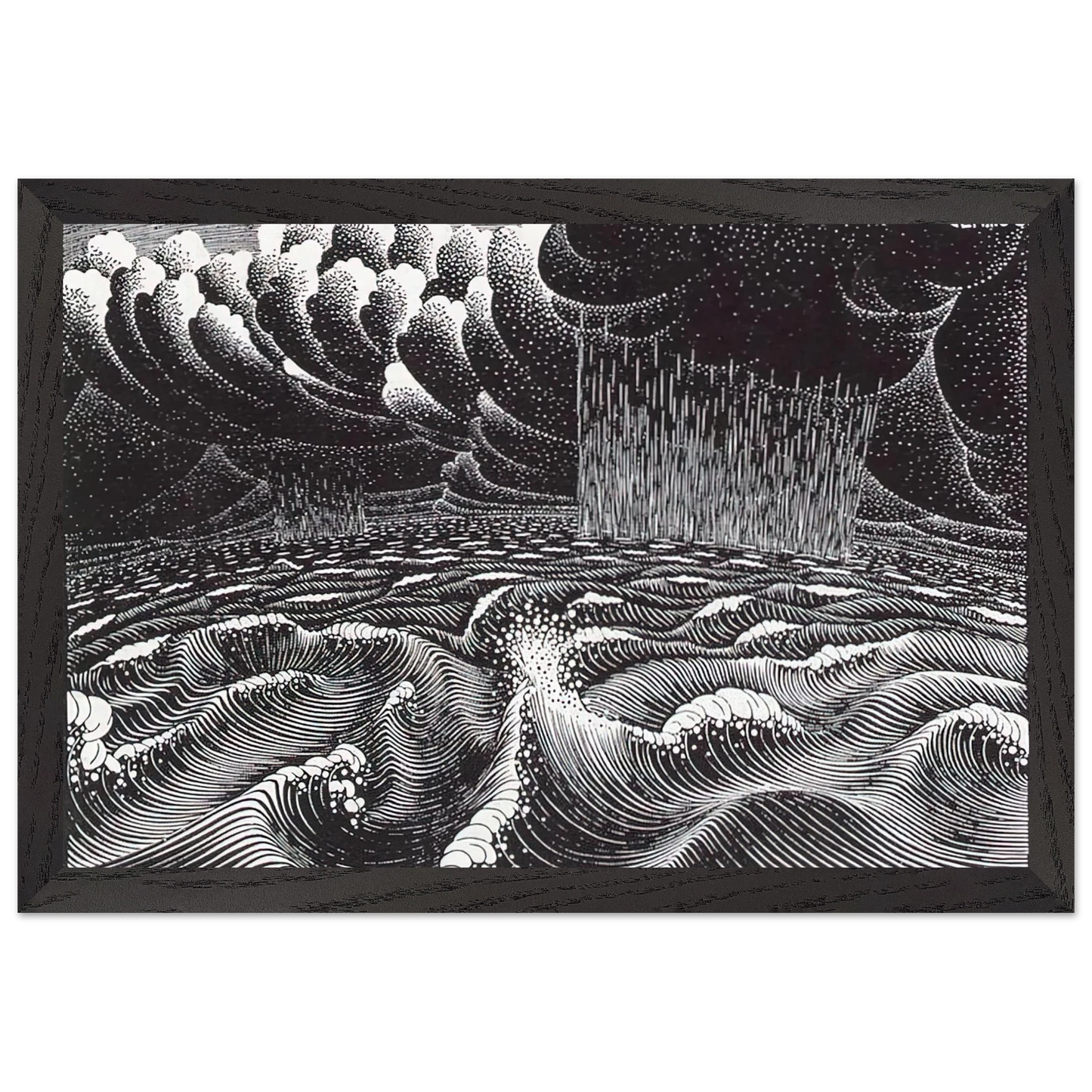 MC Escher - THE 2ND DAY OF THE CREATION Wall Art - 21x29.7 cm / 8x12" - Premium Wooden Framed Poster With Fine Art Paper-canvas - Wood frame
