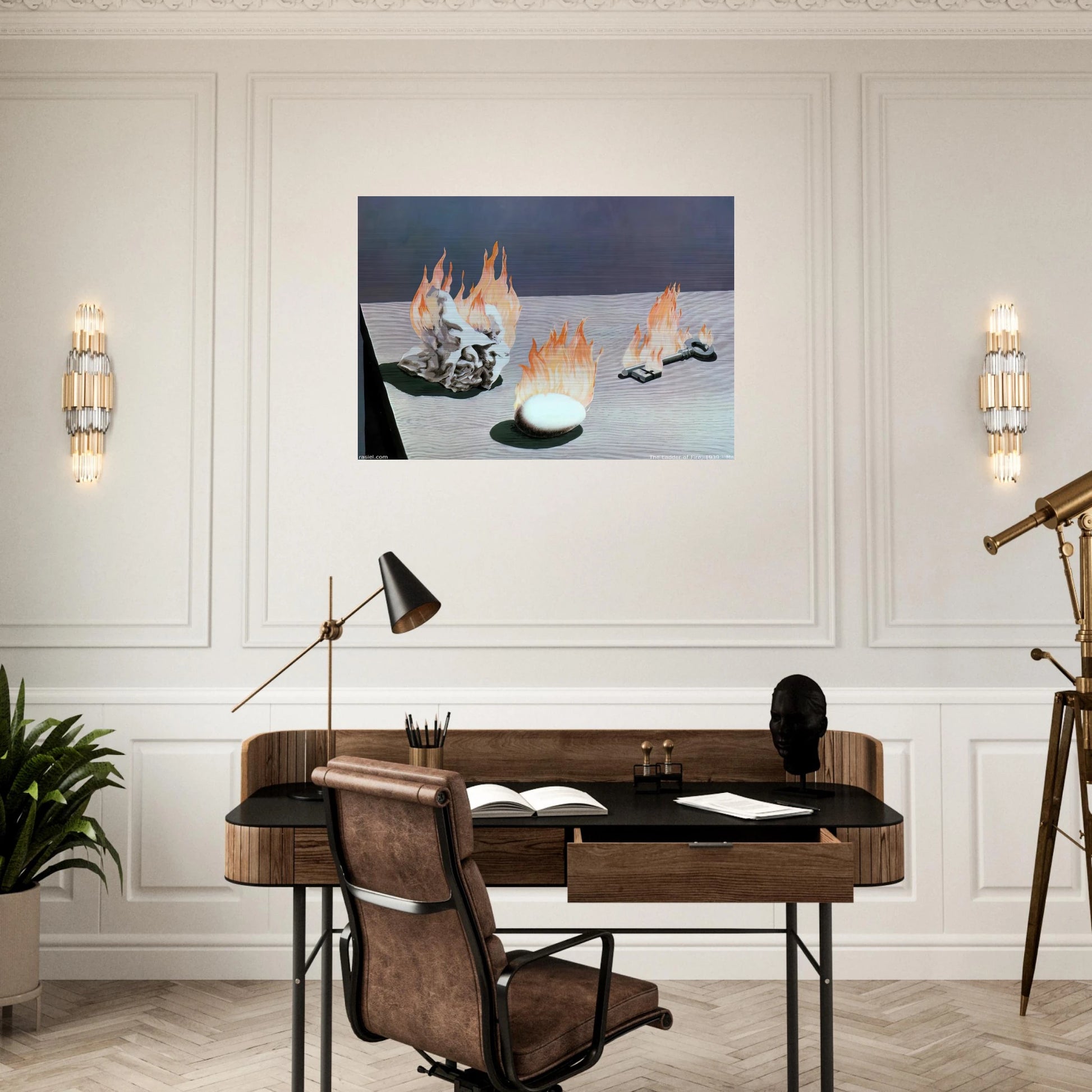 THE LADDER OF FIRE 1939 - Rene Magritte Brushed Aluminum Print - 70x100 cm / 28x40 inches | Rene Magritte Aluminum Print | Rene Magritte Prints