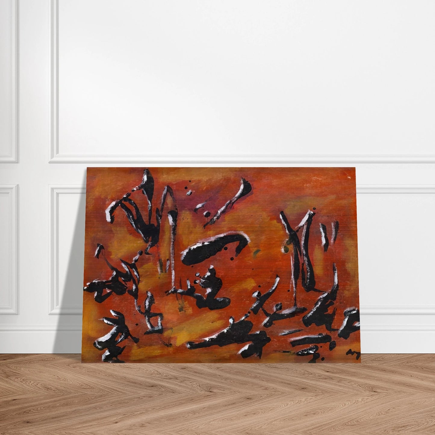 Red Abstract Composition - Art Informel, Surrealism - Henri Michaux Brushed Aluminum Print - 70x100 cm / 28x40 inches | Henri Michaux Aluminum Print | Henri Michaux Prints