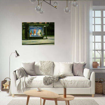 Drug Store - Edward Hopper Brushed Aluminum Print - 70x100 cm / 28x40 inches | Edward Hopper Aluminum Print | Edward Hopper Prints