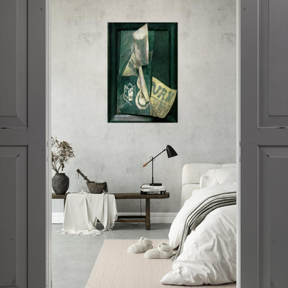 Glass and newspaper - Pablo Picasso Brushed Aluminum Print - 70x100 cm / 28x40 inches | Pablo Picasso Aluminum Print | Pablo Picasso Prints
