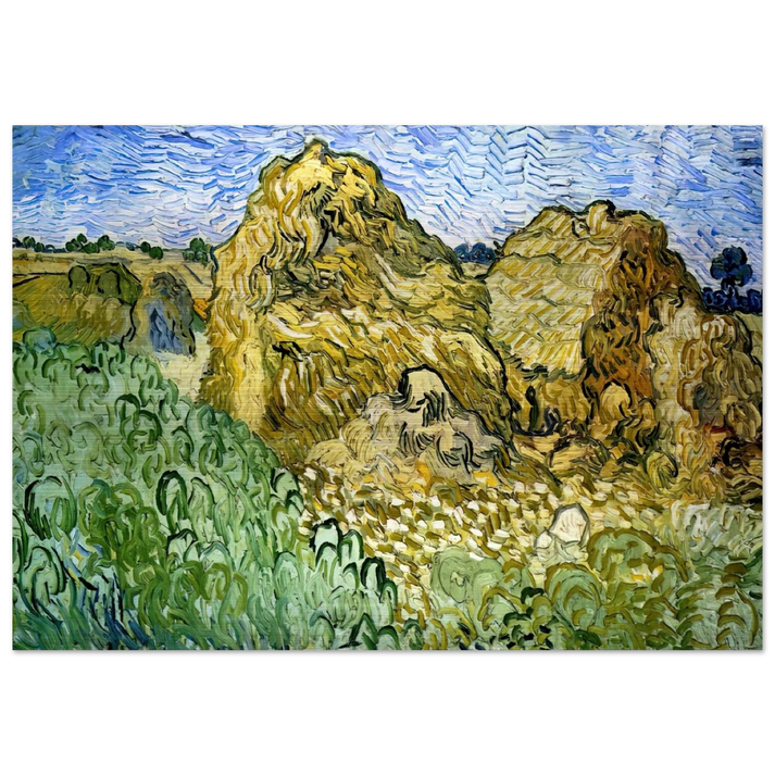 Field with Stacks of Wheat - Vincent van Gogh Brushed Aluminum Print - 70x100 cm / 28x40 inches | Vincent van Gogh Aluminum Print | Vincent van Gogh Prints