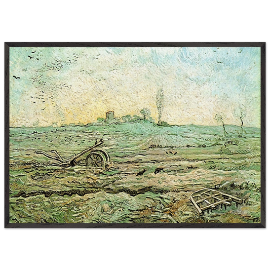 The Plough and the Harrow after Millet - Vincent van Gogh 70x100 cm / 28x40 inches Framed Art Print – Black Wooden Frame